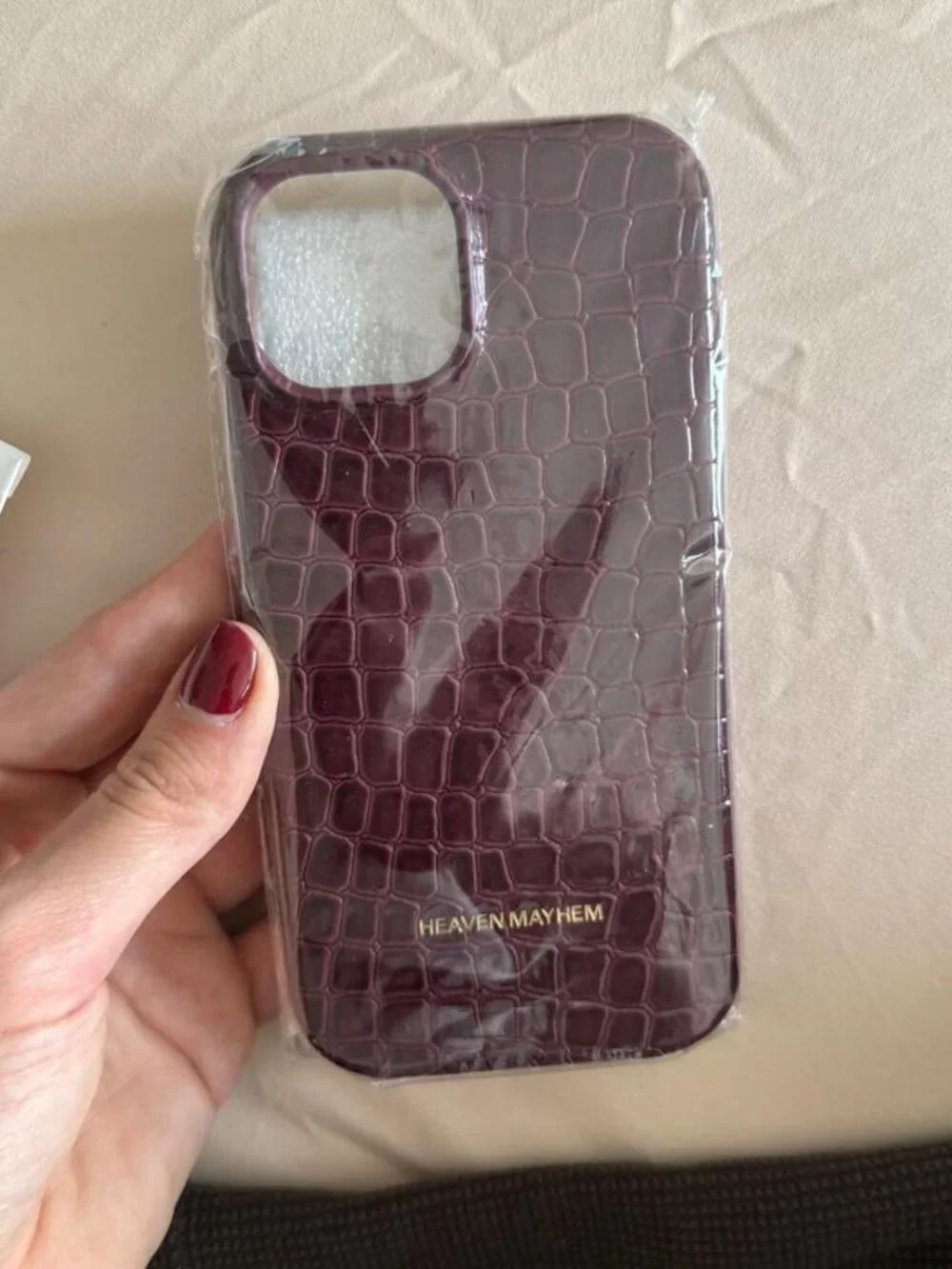 Heaven Mayhem iPhone 15 Case in Merlot
